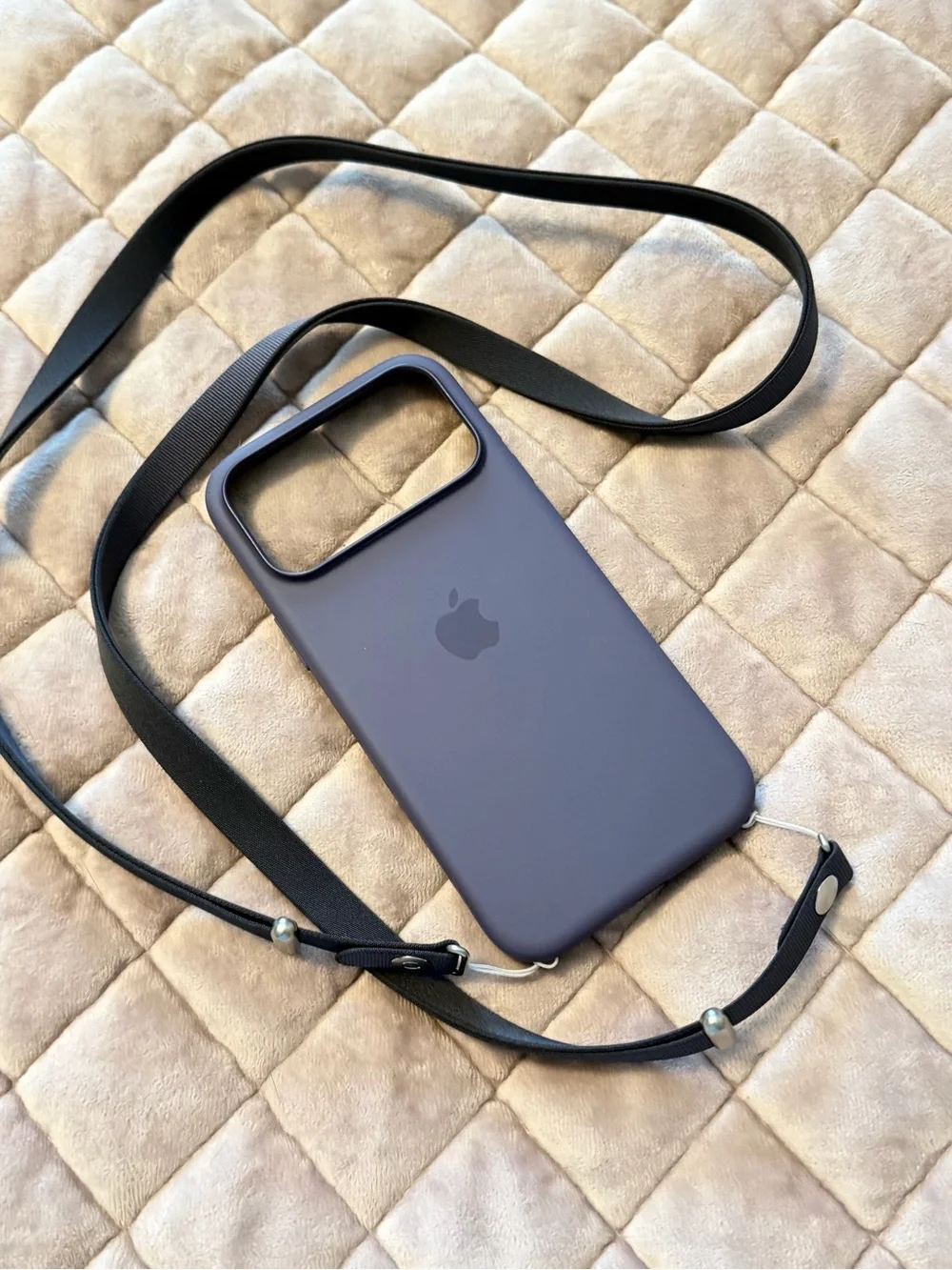 Apple iPhone 17 Pro Max Silicone Phone Case with Crossbody Strap - Deep Purple